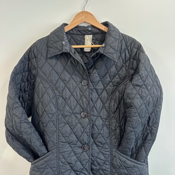 Vintage Jockey | Women’s  Nylon Quilted Barn Jacket Black with Brown Faux Fur - Picture 1 of 11